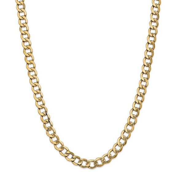 Men's 8mm, 14k Yellow Gold, Hollow Curb Link Chain Necklace, 20 Inch - Picture 3 of 8